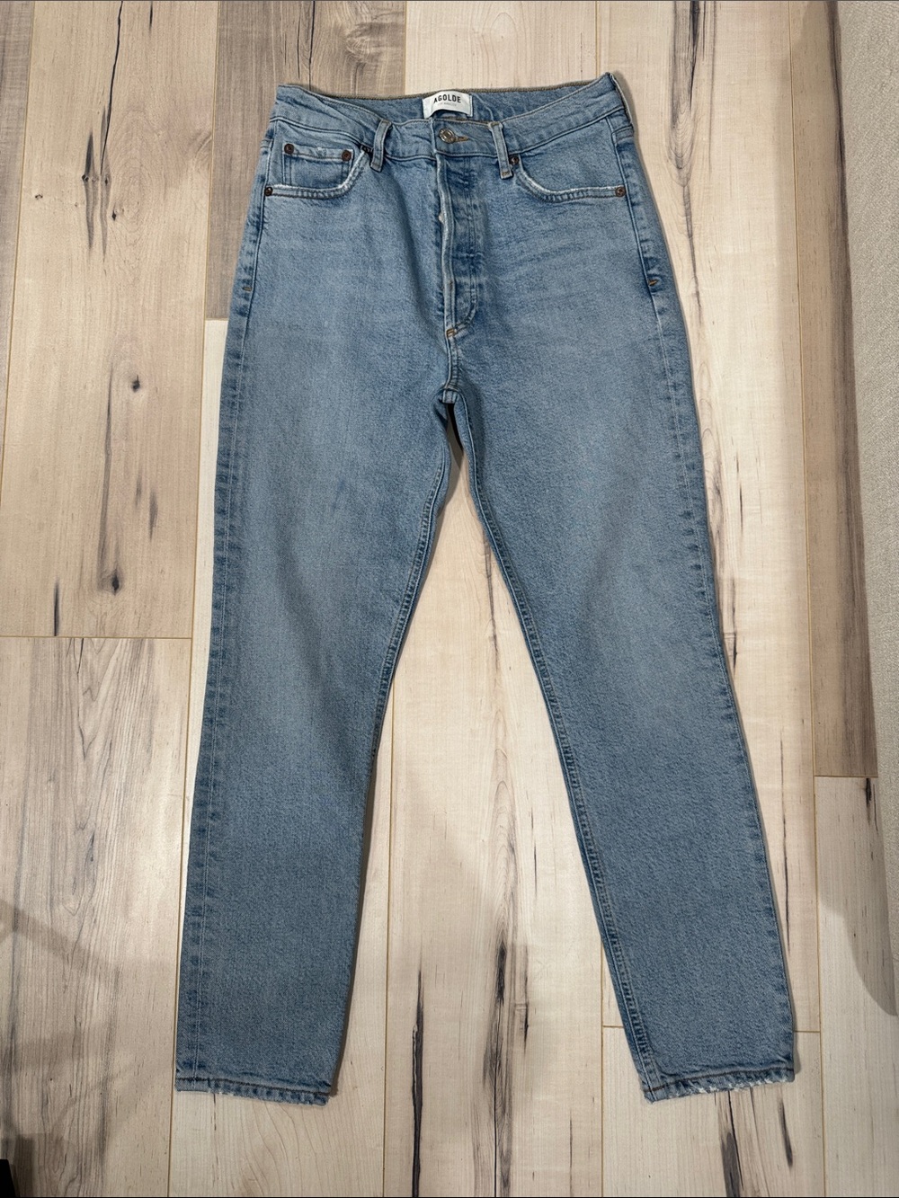Agolde Slim Straight Jeans in Light Blue Denim